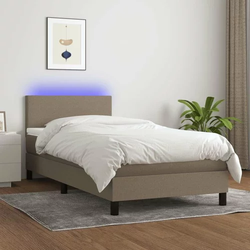  Box spring postelja z vzmetnico LED taupe 90x200 cm blago, (20791060)