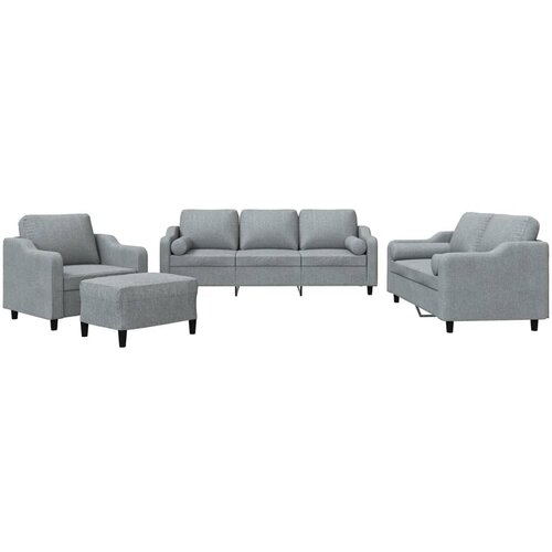 vidaXL 4-dijelni set sofa s jastucima svjetlosivi od tkanine Cijene