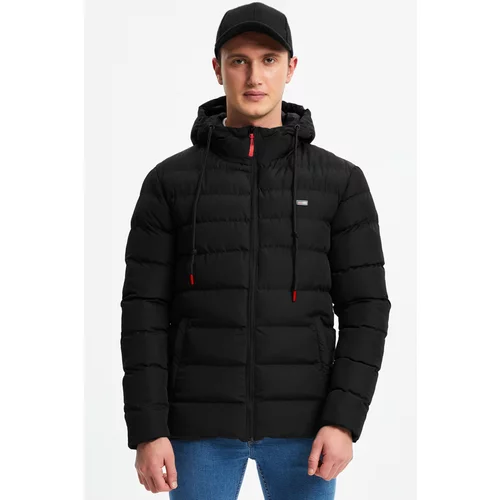 River Club Men's Black Lined Water and Windproof Sports Winter Puffer Coat