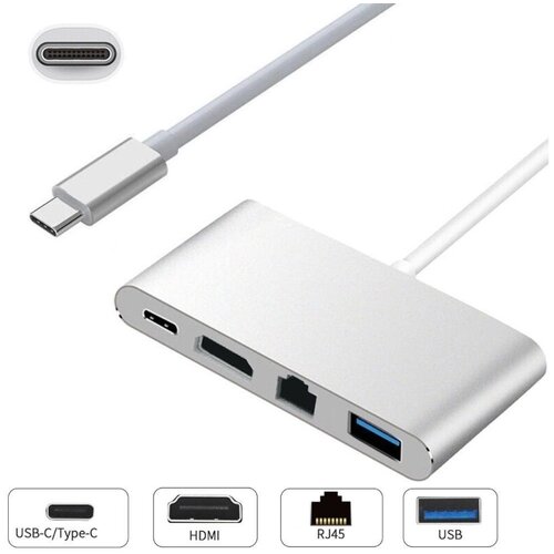 E-green Adapter USB Tip C - HDMI + USB 3.0 + Tip C + RJ45 (F) Slike