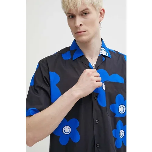 Hugo Blue Pamučna košulja za muškarce, boja: crna, relaxed, 50513855