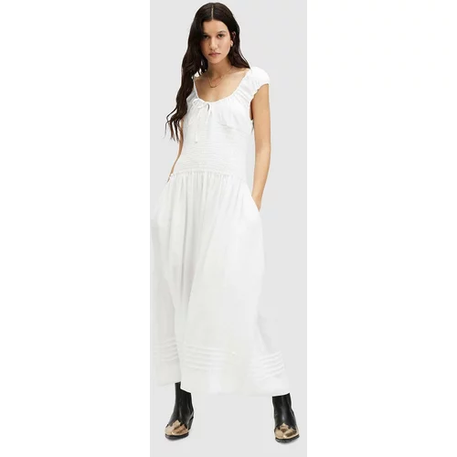 AllSaints Obleka ELIZA MAXI DRESS bela barva, W204DA