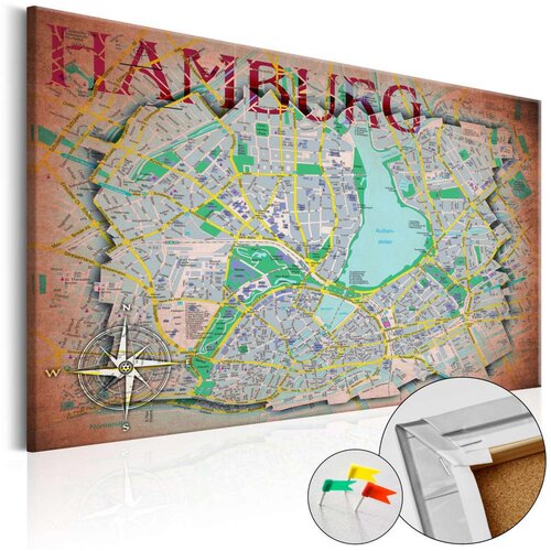  Slika na plutenoj podlozi - Hamburg [Cork Map] 60x40 Cijene
