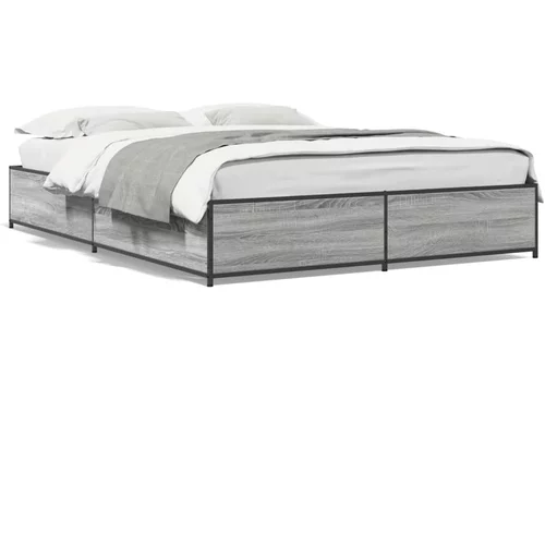  Okvir za krevet boja hrasta 150x200cm konstruirano drvo i metal