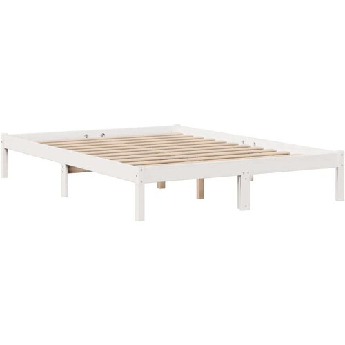 VidaXL Krevet s regalom z knjige bez madraca bijeli 140x200cm borovina Slike