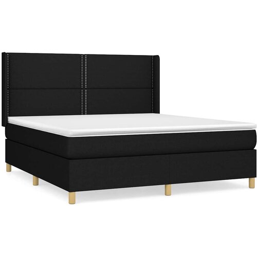  Krevet s oprugama i madracem crni 160x200 cm od tkanine Slike