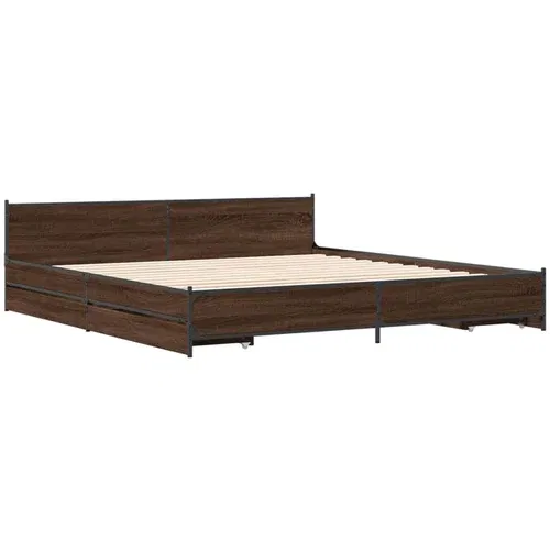 vidaXL Okvir za krevet s uzglavljem smeđa boja hrasta 200x200cm drveni