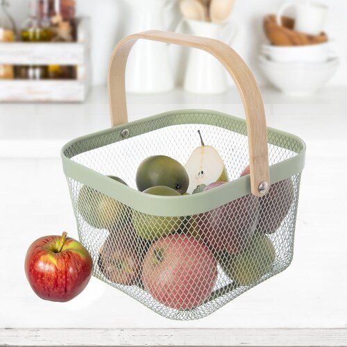 Orion Žična kovinska ko&amp;scaron;ara 24,5x27x30 cm Greenish &amp;ndash; Slike
