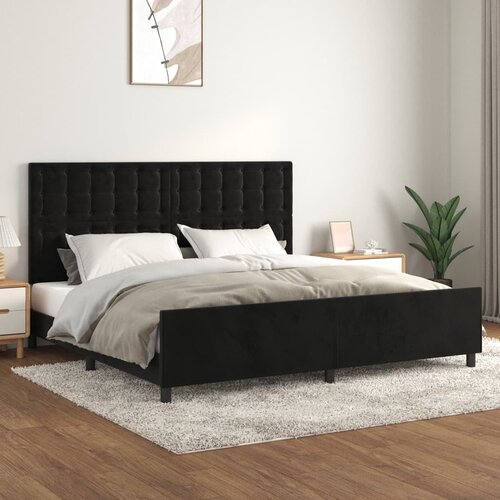 VidaXL Posteljni okvir z vzglavjem črn 200x200 cm žamet Slike