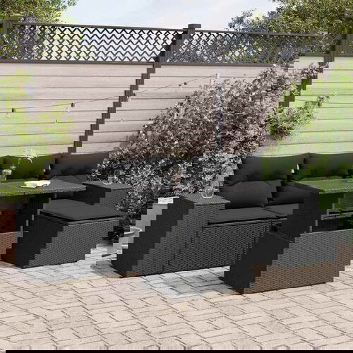 vidaXL 6-dijelni set vrtnih sofa s jastucima crni od poliratana Cijene