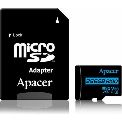 Apacer Pomnilni&amp;scaron;ka kartica microSD XC 256GB UHS-I U3 V30 R100 Class 10 AP256GMCSX10U7-R Slike
