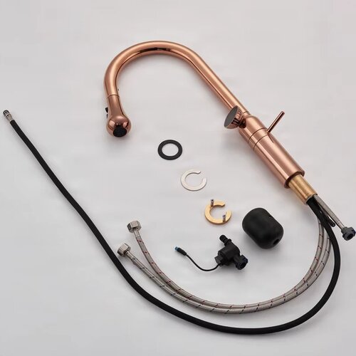 ELITE EDITION Enoročna kuhinjska armatura KF1694 z digitalnim prikazom temperature, rožnato zlata &amp;mdash; Rose gold Slike