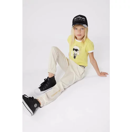 Karl Lagerfeld Otroška kratka majica rumena barva