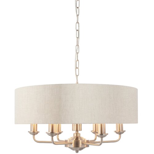  Endon 94357 - Luster na lancu HIGHCLERE 6xE14/40W/230V bež/mat hrom Slike