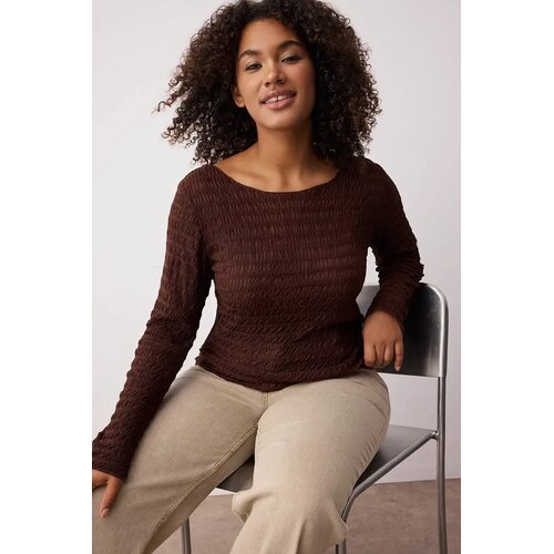 Trendyol Ženska bluza Tbbaw26Af00030, Braon Slike