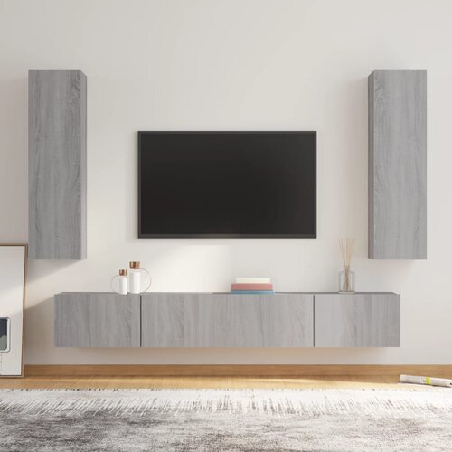 vidaXL 4-dijelni set TV ormarića sivog sonome konstruirano drvo Cijene