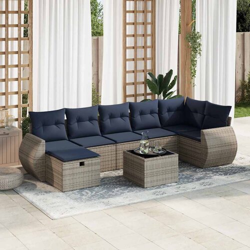 vidaXL 8-dijelni set vrtnih sofa od poliratana s jastucima sivi Cijene