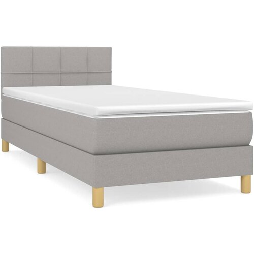  Krevet s oprugama i madracem svjetlosivi 100x200 cm od tkanine Slike