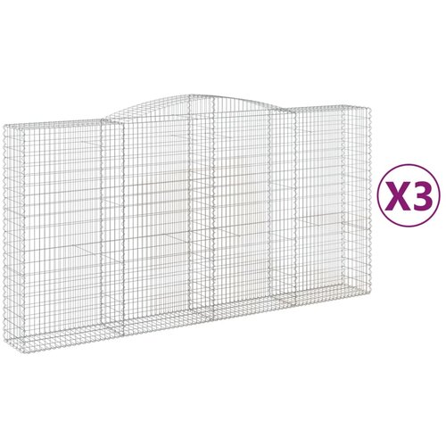  Lučne gabionske ko&amp;scaron;are 3 kom 400x50x200/220cm pocinčano željezo Slike