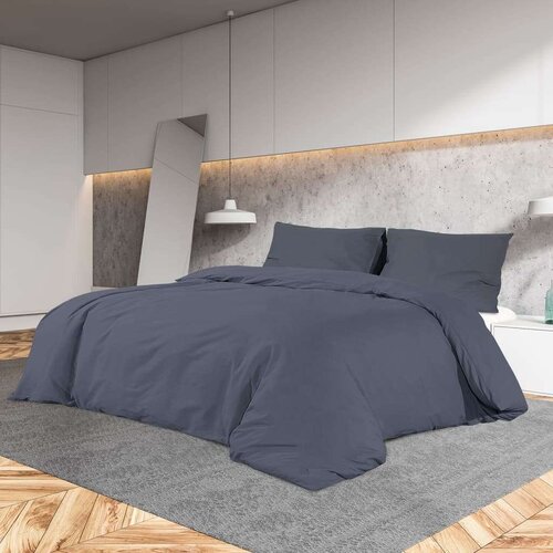  Set posteljine za poplun antracit 240x220 cm pamučni Slike