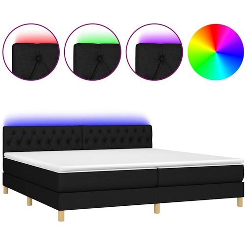  Krevet box spring s madracem LED crni 200x200 cm od tkanine Slike