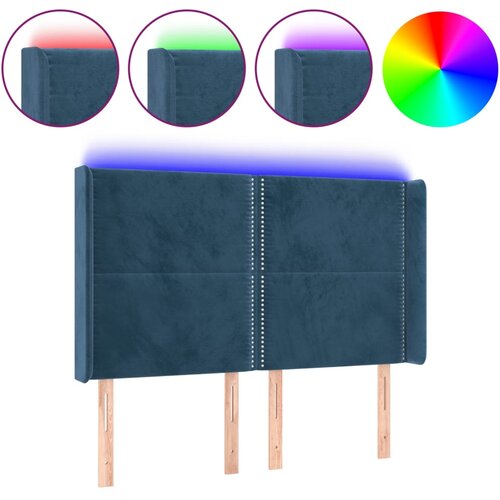 Maison Chic led posteljno vzglavje - vzglavna omarica - nočna omarica temno modro 147x16x118/128 cm žamet, (21711807) Slike