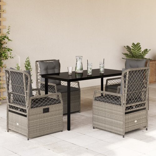  5-dijelni vrtni blagovaonski set od poliratana s jastucima sivi Siva 140 x 70 x 74 cm Cene