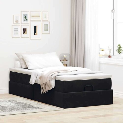 VidaXL otomanski okvir kreveta s madraca crni 80x200cm bar&amp;scaron;unasti Slike