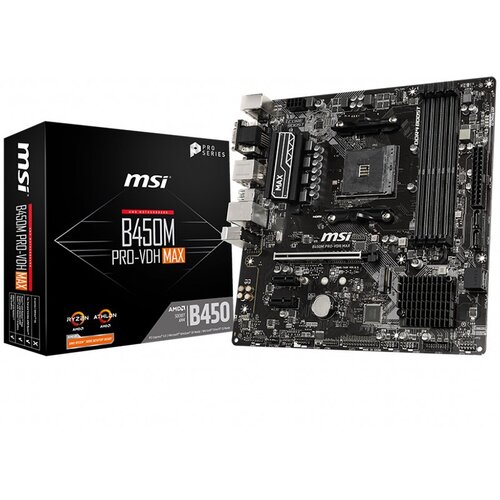 MSI Main Board Desktop B450M PRO-VDH MAX (SAM4, 4xDDR4, 1xPCI-E X16, 2xPCI-E X1, USB3.2, USB2.0, 4xSATA III, 1xM.2, Realtek ALC892 Audio, VGA, DVI-D, HDMI, GLAN) mATX Retail Cijene