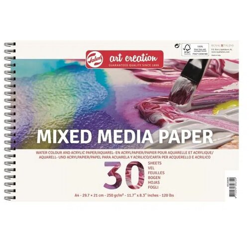 Royal Talens art creation, miks blok za akrilne boje sa spiralom, 250gr, 30 lista, A4 Slike