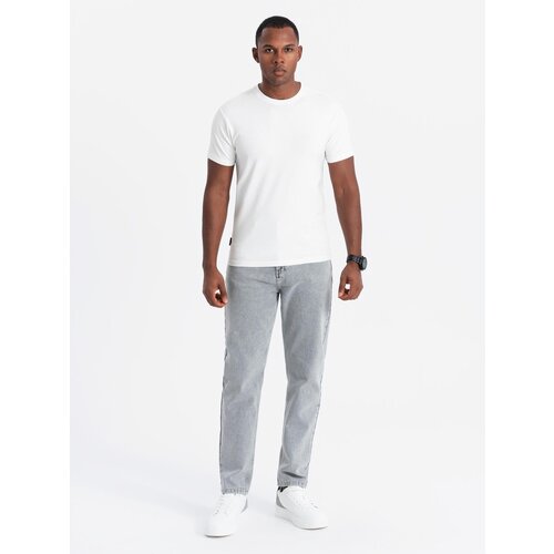 Ombre Tri-color men's cotton t-shirt - white and navy blue Cene