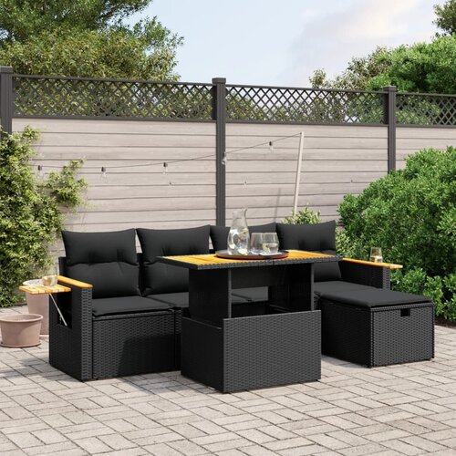 vidaXL 6-dijelni set vrtnih sofa s jastucima crni od poliratana Cijene