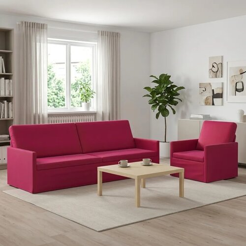  Set sofe 2 pcs Vinska crvena Baršun - boja crnog vina 1-Sjedalo + 3-Sjedalo (210 cm) Cene