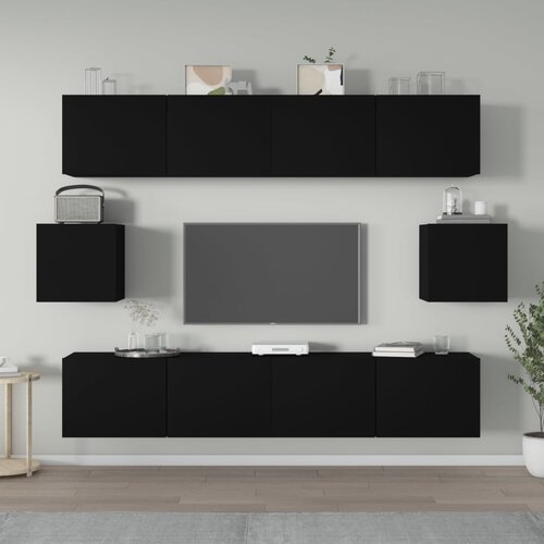 The Living Store Komplet TV omaric 6-delni črn inženirski les - Komplet TV Omaric, (21374529) Slike