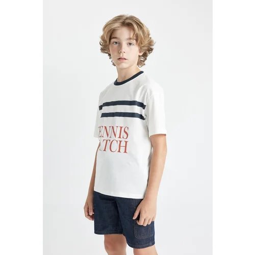 Defacto Boy's Oversize Fit Crew Neck Printed Short Sleeve T-Shirt