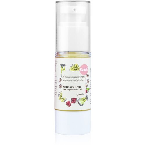 Kvitok Raspberry Cream with AH Acids krema za noć za zrelu kožu lica 40+ 30 ml Slike