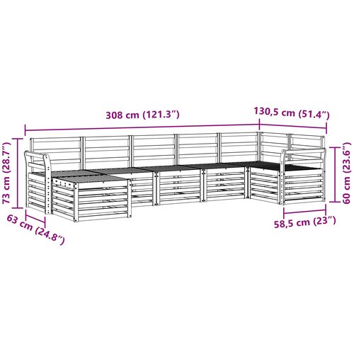  Set vanjskih sofa 7 kom. Prirodna 308 x 130,5 x 73 cm Slike