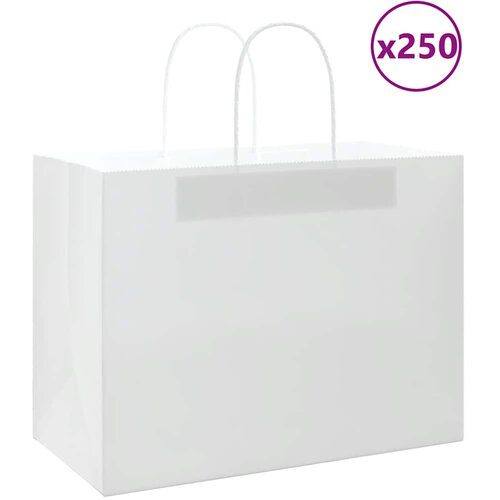 vidaXL Papirnate vrečke 250 kosov z ročaji bela 32x17x25 cm Cene