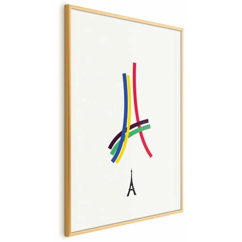  Plakat - Eiffel Tower - Colored Graphic - Abstraction 60x90 Zlatni okvir Cene