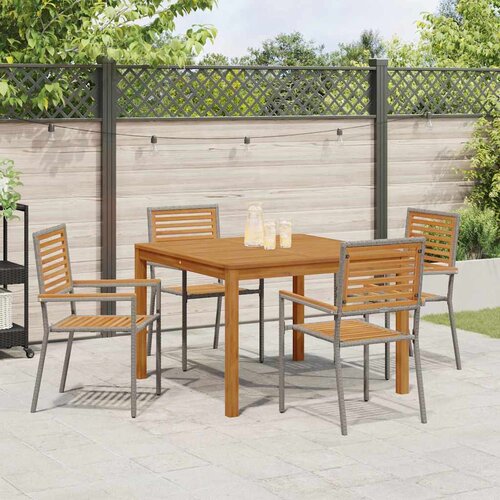 Vrtni set za objed 5 kom. Siva Čvrsto drvo akacije 110 x 110 x 75 cm Slike
