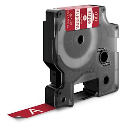 Dymo trak rhino vinyl 1805416, 12 mm / 5,5 m (bela/rdeča), original Slike