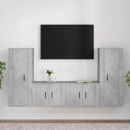  4-dijelni set TV ormarića siva boja betona drveni