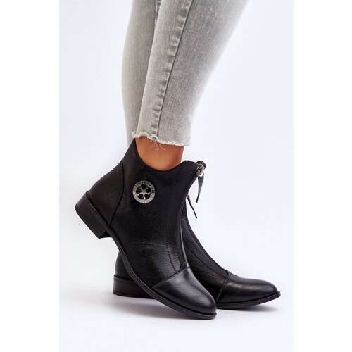 Boto Women's Ankle Boots with Flat Heel and Zip Beige Loratie Cene