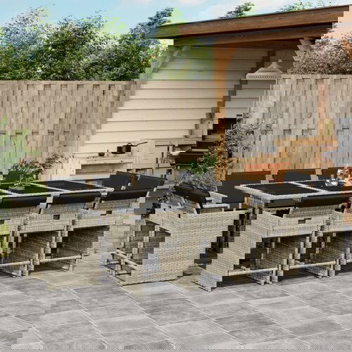 VidaXL 13-dijelni vrtni blagovaonski set s jastucima svijetlosivi Slike