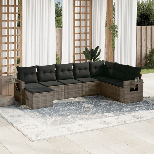 vidaXL 8-dijelni set vrtnih sofa od poliratana s jastucima sivi Cijene