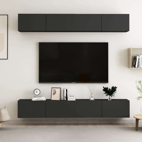 vidaXL TV omarice 4 kosi črne 100x30x30 cm iverna plošča Cene
