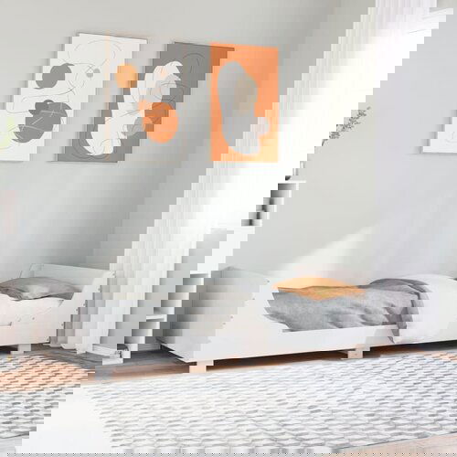 VidaXL Posteljni okvir brez vzmetnice bel 90x200 cm trdna borovina Slike