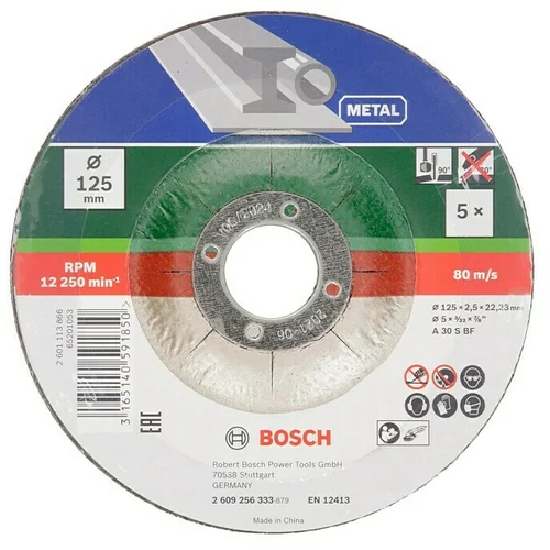Bosch Rezni disk A 30 S BF (Promjer rezne ploče: 125 mm, Provrt: 22,23 mm, Prikladno za: Metal, 5 Kom.)