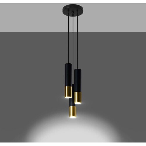  Sollux SL.0955 - Luster na sajli LOOPEZ 3xGU10/10W/230V okrugli crna/zlatna Slike