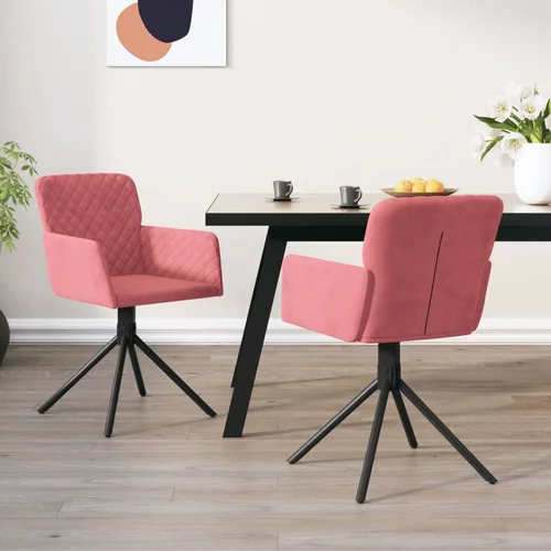 vidaXL Vrtljivi jedilni stoli 2 kosa roza žamet